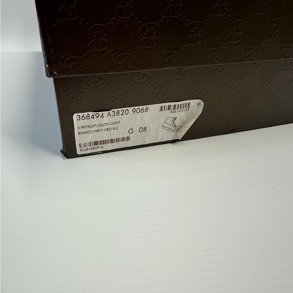 Gucci Men's White/Gold Contrast Padded Leather High-top Sneaker Gucci 8G - Picture 8 of 11